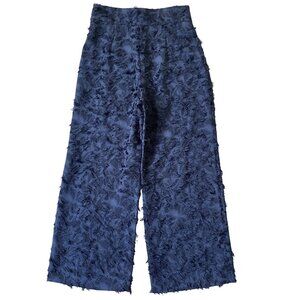 Zara Fringed Pants Womens Small Black Palazzo Hem Avant Garde Maximalism Boho